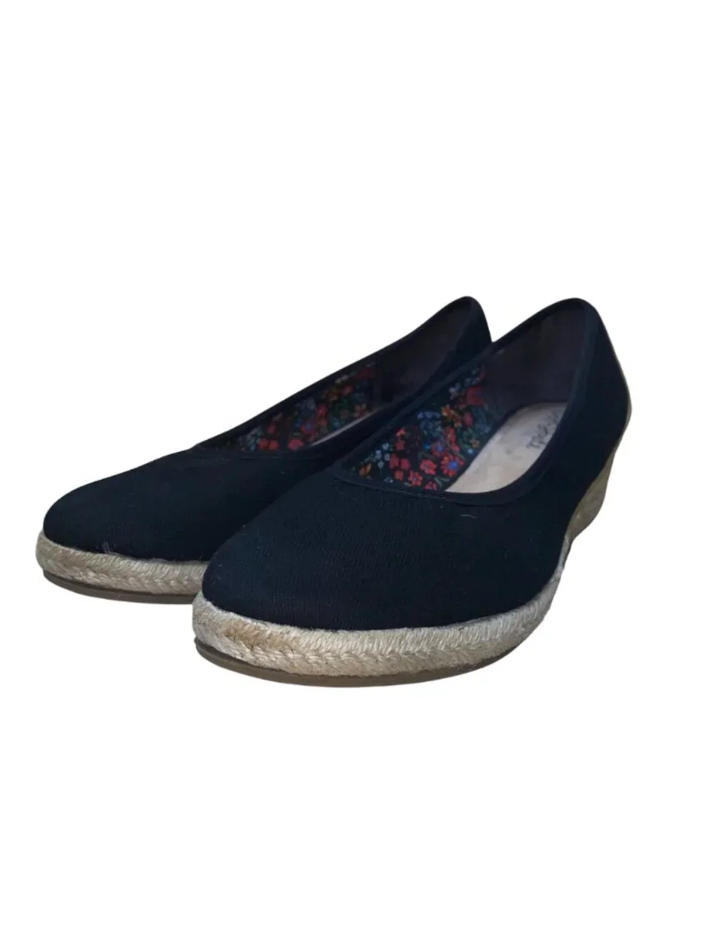 LifeStride Velocity Women’s Black Fabric Karma Wedge Espadrille Shoes Size 9.5M